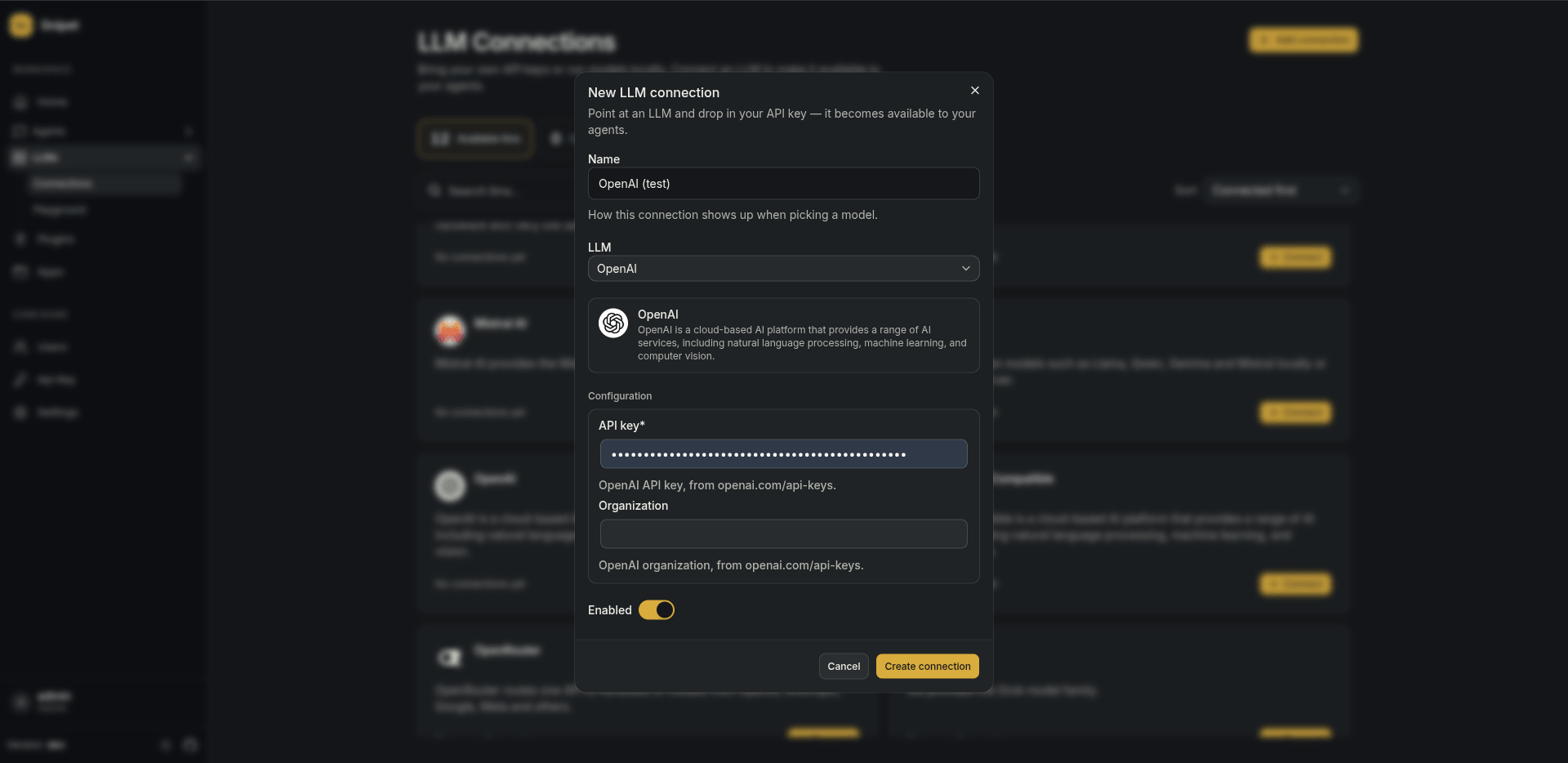New model connection form